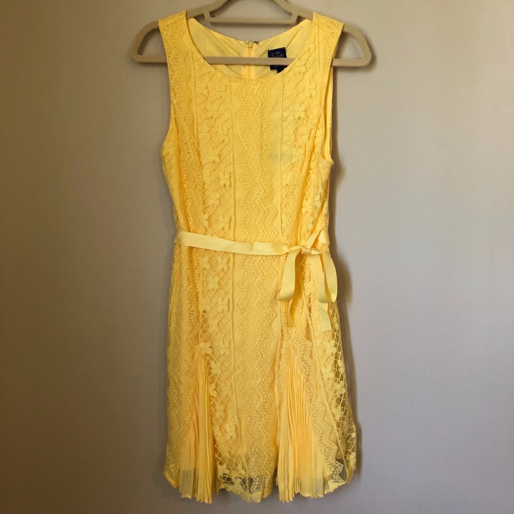 NWT Disney Yellow Pleated Dress Junior's Large